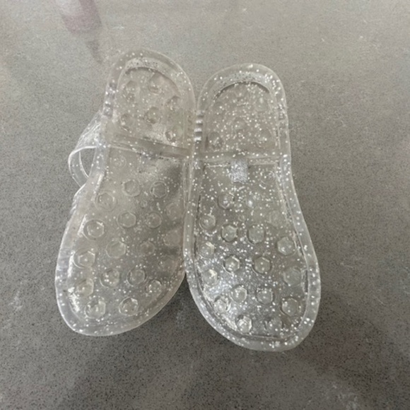 Little Girl Sz 8 Gap Jelly Clear Silver Glitter Buckle Sandals-Excellent Cond - Picture 3 of 4